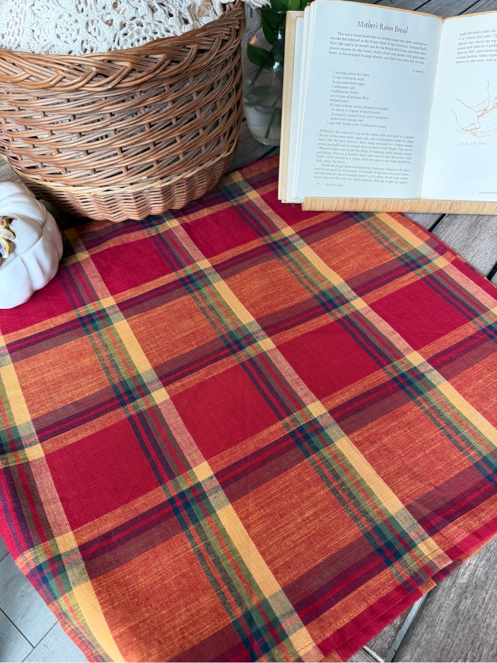 Pier 1 Red and Yellow Plaid Cotton Napkin